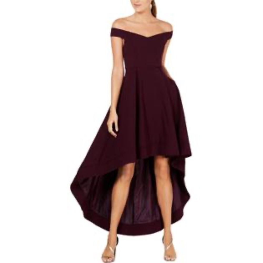 Calvin Klein High Low Off the Shoulder Gown